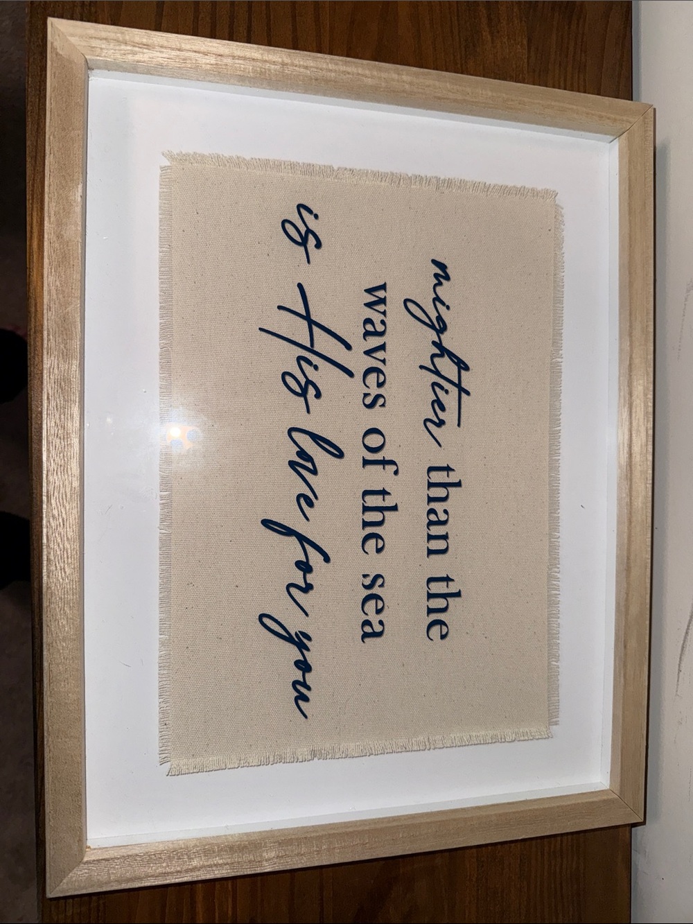 Framed Wall Art with Navy Blue Script